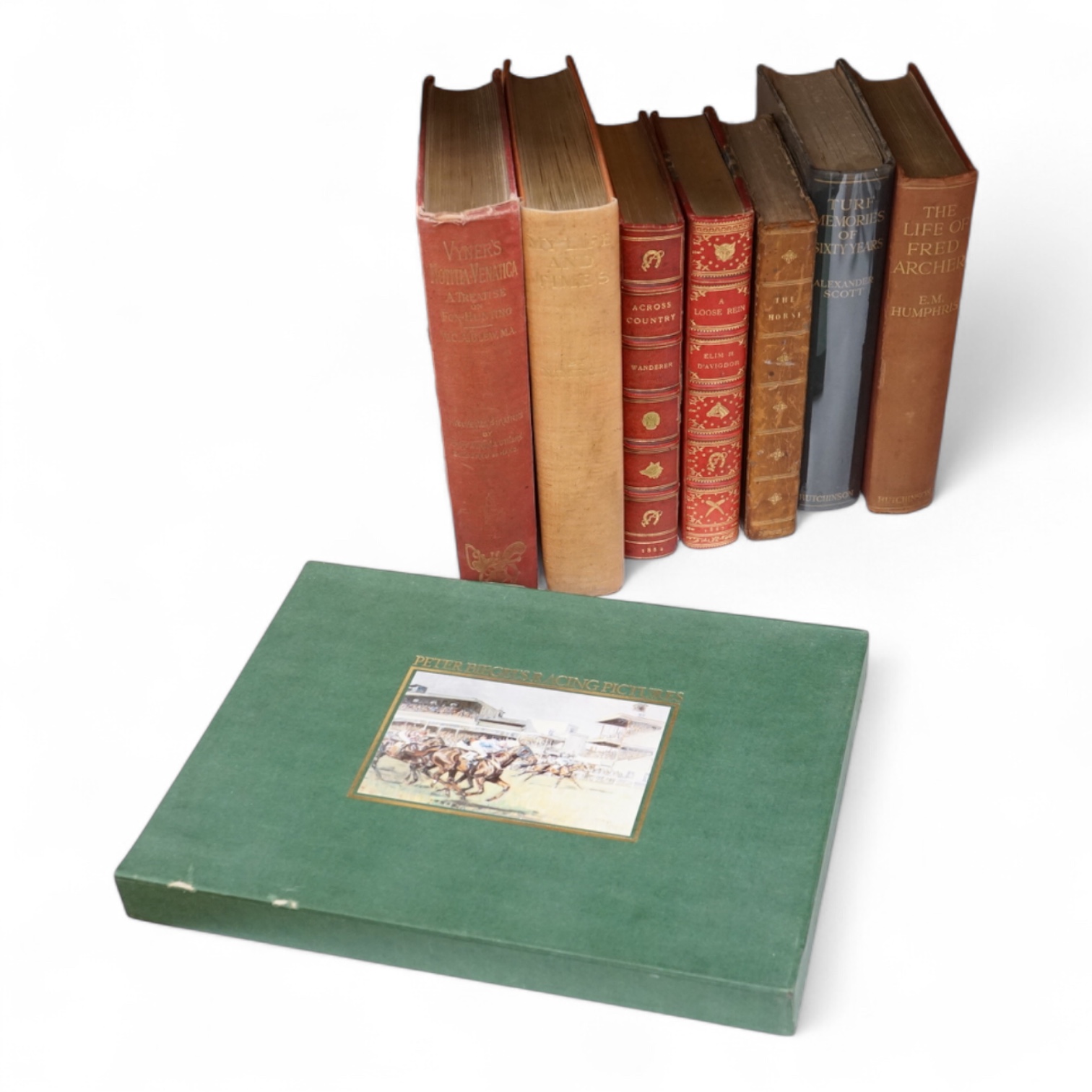 Biegel, Peter - Racing Pictures. coloured pictorial title and num. full-page and other illus.; publisher's leather backed cloth in slipcase, oblong 4to. 1983; Vyner, Robert T. - Notitia Venatica: a treatise on fox-huntin